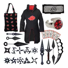 Manto Itachi Bandana Naruto + Kit Kunai E Anel Para Cosplay