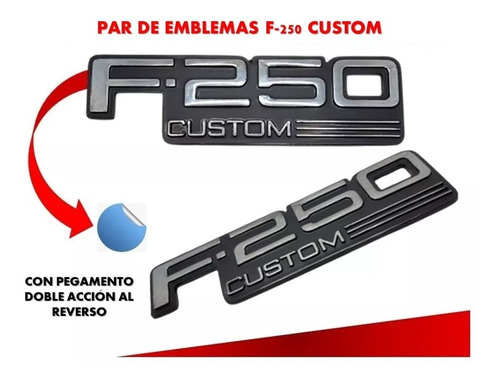 Par De Emblemas Lateral Ford F-250 Custom 1992-1997 Foto 2