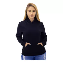 Blusa Moletom Feminina Com Capuz Rovitex Preta