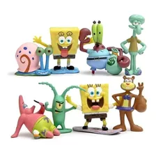 Kit 8 Mini Bonecos Bob Esponja