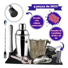 Kit Caipirinha Profissional Completo Inox Coqueteleira 9 Pçs