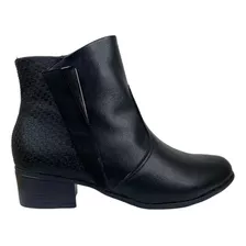 Bota Feminina Zíper Satlo Grosso Comfortflex Original + Nf