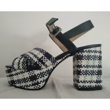 Sandalias Jazmín Chebar Cuero Vacuno Azul/ Tipo Mishka