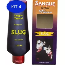 Kit 4 Sangue Comestível Teatral 120ml Halloween Slug