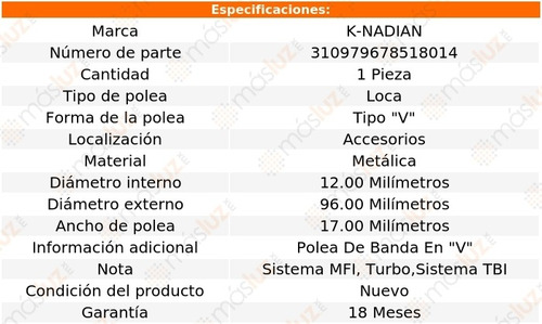 Polea Tipo  V  Metalica Sundance L4 2.5l 88-94 Foto 3