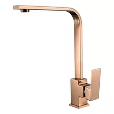 Torneira Monocomando Quadrada Slim De Cozinha Luxo Rose Acabamento Brilhante Cor Rosa