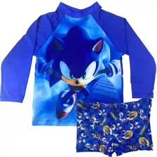 Conjunto Infantil Sonic Proteção Solar Uv50+ Menino