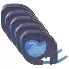 5pk Negro Sobre Cinta Azul Etiqueta De Plástico Aptos Para D
