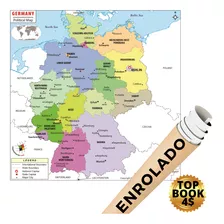 Mapa Alemanha Germany Decorativo Poster Banner Moldura Geog