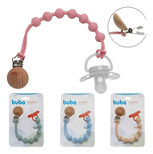Prendedor De Chupeta Bola Silicone Clipe Menino Menina Buba Cor Rosa