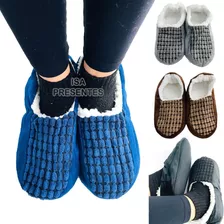 Pantufa Sapato Adulto Masculino Lisa C/pelinho Super Quente!