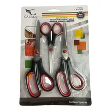 Kit Tesoura Inox Ponta Fina E Cabo Plastico, Nao Escolar, 3