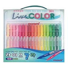 Monami Live Colortwin Liner Type Pen Set 36 Colores Marcador