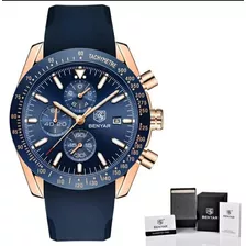 Relógio De Pulso Benyar 5140 Quartzo Luxo Prova D´água Azul