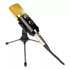 Microfono Dinámico Profesional Con Cable Tripode Color Dorado