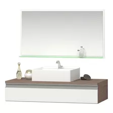 Conjunto Gabinete Banheiro Safira 80cm + Cuba + Espelheira