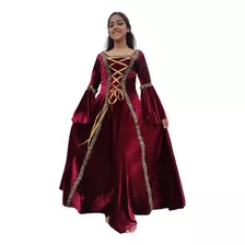 Vestido Medieval Luxuoso Vermelho 