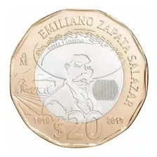 Moneda De 20 Pesos Conmemorativa De Emiliano Zapata Salazar