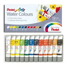 Tinta Aquarela Pentel Water Colour 12 Cores 5ml Profissional