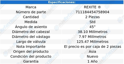 Kit De 2 Vlvulas De Escape Std 200sx 4 Cil 2.2l 81-85 Foto 2