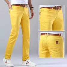 E Jeans Masculinos Vermelhos, Elásticos, Clássicos, Casuais