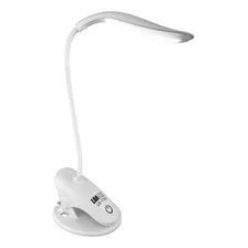 Luminária Mesa Led Recarregável S/ Fio Touch Abajur C/garra Cor Da Cúpula Branco Cor Da Estrutura Branco