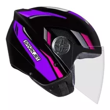 Capacete Aberto Spark Jet Sting Ebf Moto Motoboy Motoqueiro Cor Preto, Lilás E Rosa Tamanho 58