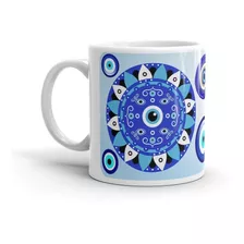 Caneca Xícara De Olho Grego Mandala Personalizada Com Caixa