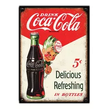 #164 - Cuadro Vintage 21 X 29 Cm / No Chapa Coca Cola Cartel