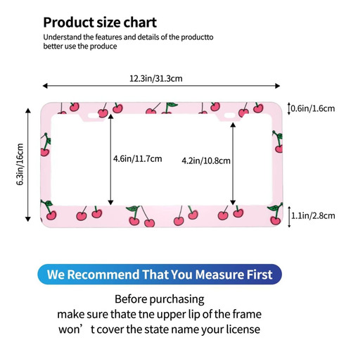 Cherry - 2 Marcos Para Matrcula, De Metal De Aluminio Con T Foto 3