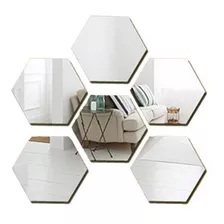 Pack X6 Vinilo Espejo Pared Adhesivo Hexagonal Decorativo 