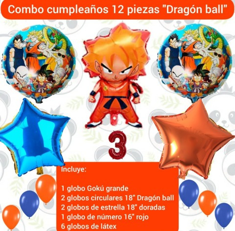 Set 12 Globos Decoración Cumpleaños Dragon Ball Super Goku 