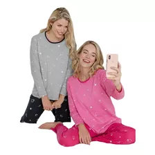 Pijama Manga Larga Interlock Talles Especiales Susurro 3034e