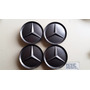 4 Tapones Para Rines Mercedes Benz  Negros Con Plata