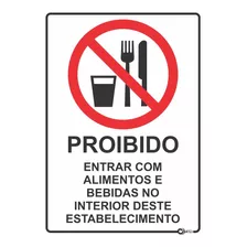 Kit 5 Placas Adesivas Proibido Entrar Com Alimentos