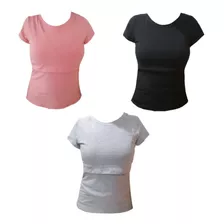 3 Pack Blusa Lactancia Y Embarazo Changuitos Playera Lycra