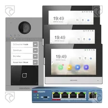 Kit Portero Ip Acceso Wifi Poe Hikvision Edificio 3 Deptos.