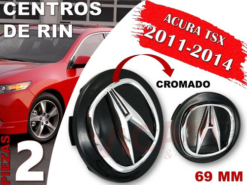 Par De Centros De Rin Acura Tsx 2011-2014 69 Mm (negro) Foto 2