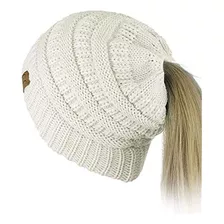 Gorro Messy Bun Hat (blanco) Cc Quality Knit