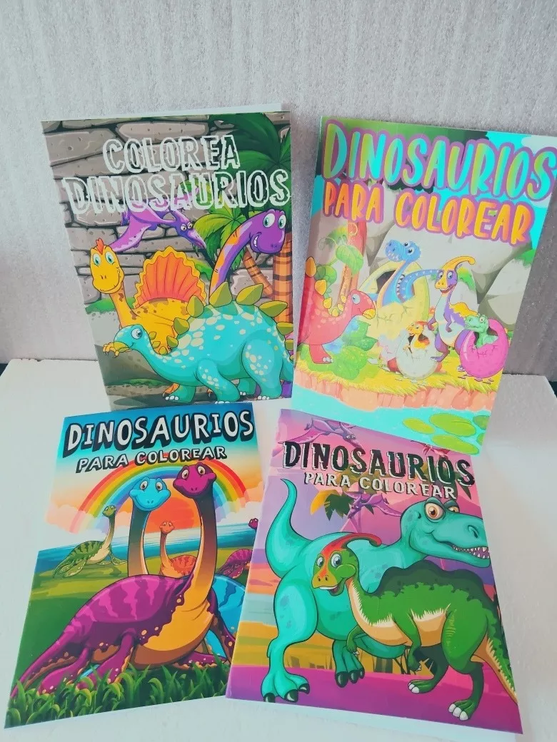 Pack 4 Libros Para Colorear De Dinosaurios 