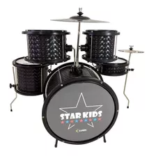 Bateria Linha Infantil Luen Star Kids C/ Chimbal - Preta