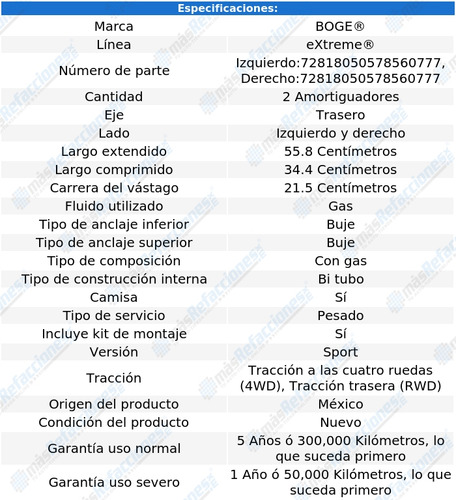 Par Amortiguadores Gas Tras Liberty L4 2.4l 02 Al 05 Boge Foto 2