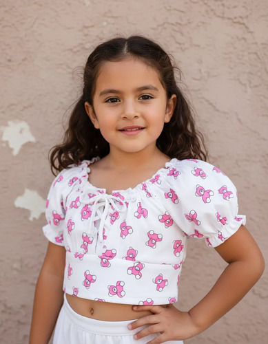 Blusa Ursinho Rosa Laço Manga Bufante  Nina Kids Blusa Astronauta Verde Cod.145- Lisa G