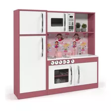 Cozinha Completa Infantil Refrigerador Geladeira Menina Mdf