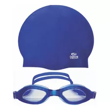 Kit Antiparra + Gorra Silicona Natación C100 Adulto Azul