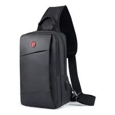 Bolsa Transversal Mini Mochila Shoulder Bag Crossgear Preta Acambamento Dos Ferragens Liso Cor Preto Cor Da Correia De Ombro Preto Desenho Do Tecido Liso