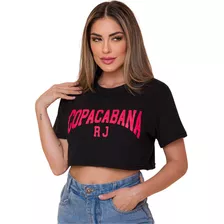 Camiseta Cropped Feminino Estampada Copacabana