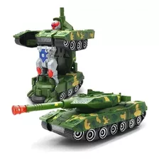 Tanque Militar Transformers Robô Com Luz E Som Bate E Volta