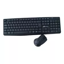 Kit Teclado Com Mouse Sem Fio Wireless Abnt2 Preto Monocron