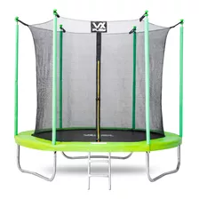 Cama Elastica Vxplay 2,44mts Red De Proteccion Reforzada Color De La Lona De Salto Negro Color Del Cobertor De Resortes Verde